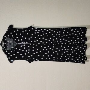 Ivy Lane vintage black and white polka dot zipper front sleeveless dress size L